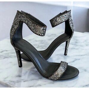 JOIE Pewter Silver Metallic Glitter Dress Heels Size 36
